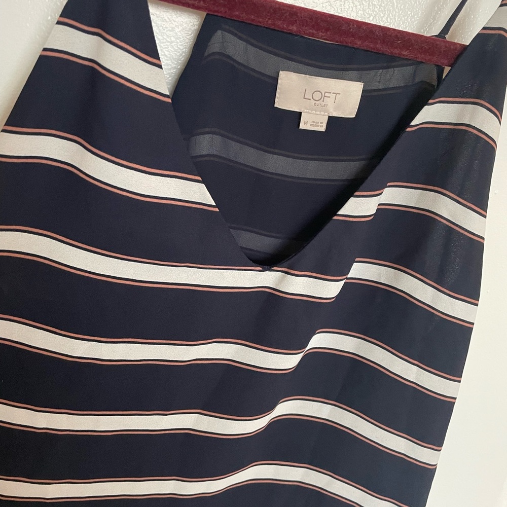 Loft Navy Striped Tank - Picture 2 of 5